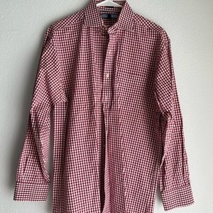 Tommy Hilfiger: Red, Plaid Dress Shirt, Size 15.5, 32/33, M